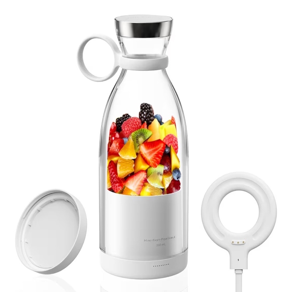 White Portable Blender with Fruit Design 013